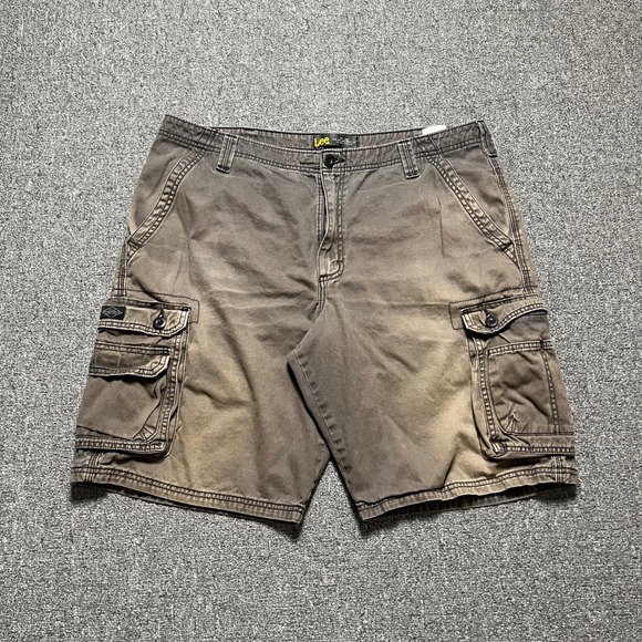 Lee Other - Lee Cargo Shorts 38 Faded Cotton Twill Multi Pocket Relaxed Fit Casual Mens